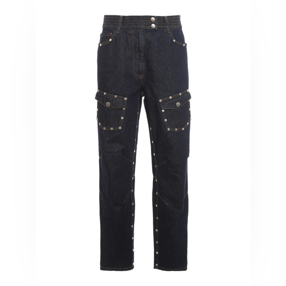🔩 Dries Van Noten Stud Jean Dark Indigo Taper Zip-Leg Designer Sz 6 NWOT - Picture 4 of 12